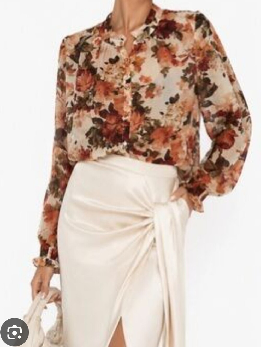 BAILEY 44 | S Lyocell Floral Button Down Blouse I cream brown rusty orange